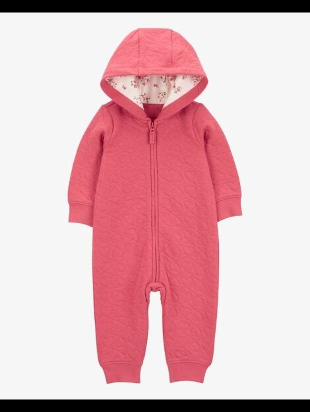 Baby Girl Heart Solid Cotton Blend Long-Sleeve Jumpsuit - Red 18 Months
